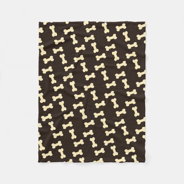 Dog bones on brown pattern dog blanket (Front)