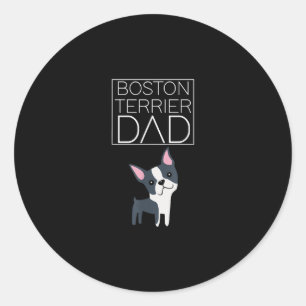 Dog Boston Terrier Dad  Mens  I Love Cute Funny Classic Round Sticker