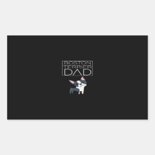 Dog Boston Terrier Dad Mens I Love Cute Funny Rectangular Sticker