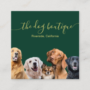 Dog Boutique Business Card Emerald Green & Gold