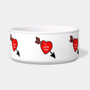 Dog Bowl Arrow Heart Red, I Love You