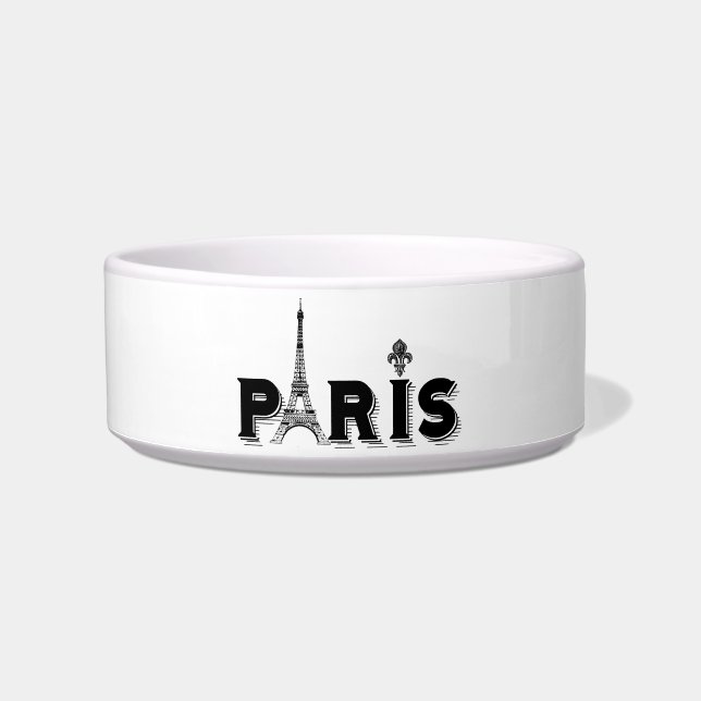 Dog Bowl-black and white-PARIS Bowl (Front)