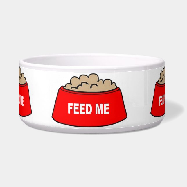 Dog Bowl Food Bowl Red Feed Me (Front)