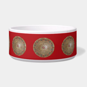 Dog Bowl Morrocon Beauty on Red