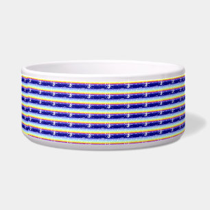 Dog Bowl Purple Blue Pink Striped