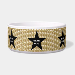 Dog Bowl Star Dog Black Star on Gold