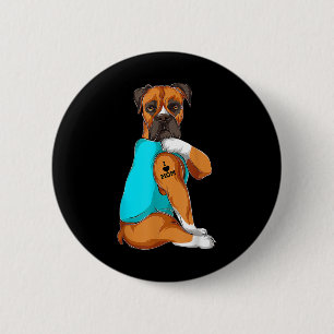 Dog Boxer I Love Mum Tattoo Apparel Dog Mum Gifts  6 Cm Round Badge