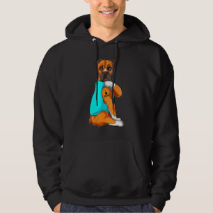 Dog Boxer I Love Mum Tattoo Dog Mum Mother's Day   Hoodie