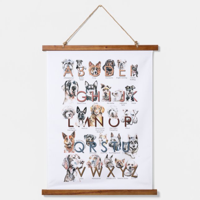 Dog Breed Alphabet Art Wall Hanging Hanging Tapestry (Front)