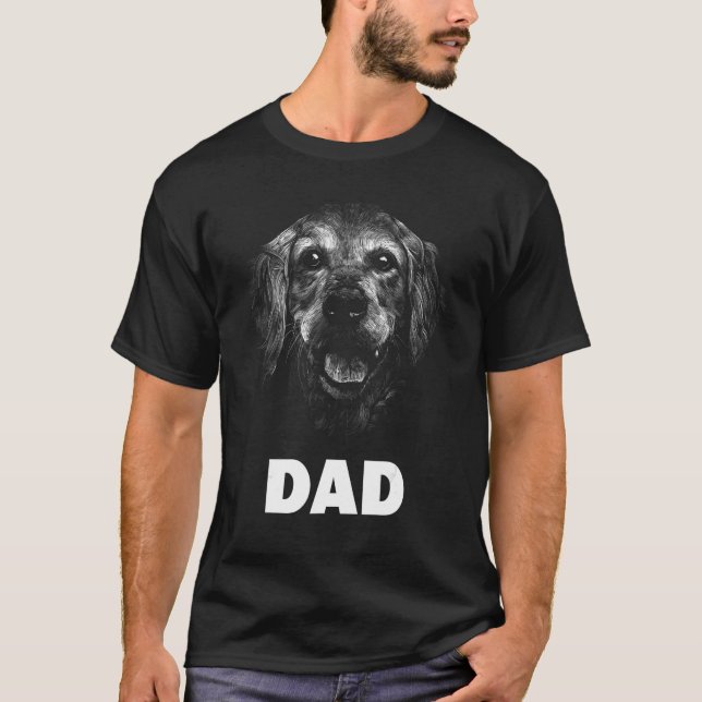 Dog Breed Face Lover Golden Retriever Dad T-Shirt (Front)