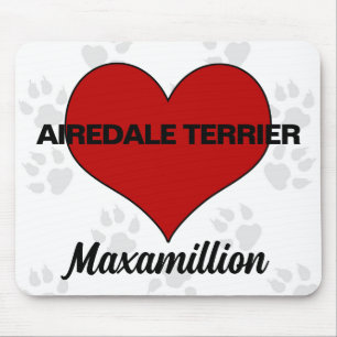 Dog Breed Red Heart with Name Mouse Pad