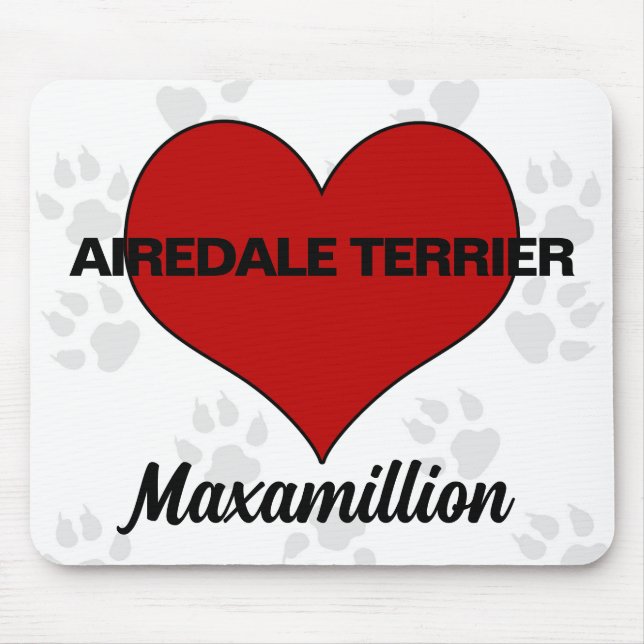 Dog Breed Red Heart with Name Mouse Pad (Front)