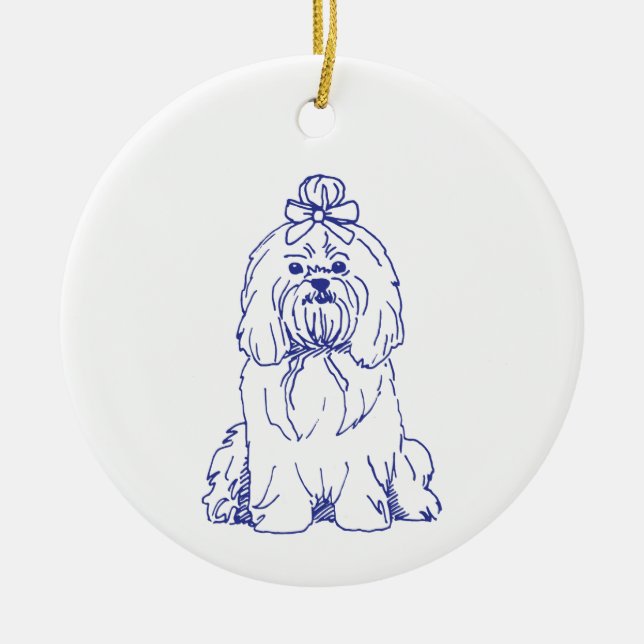 Dog breed Shih Tzu Ceramic Ornament (Front)