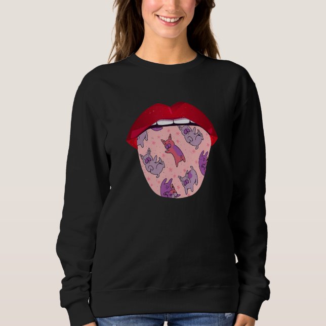Dog Breed Tongue  French Bulldog Sweatshirt (Front)