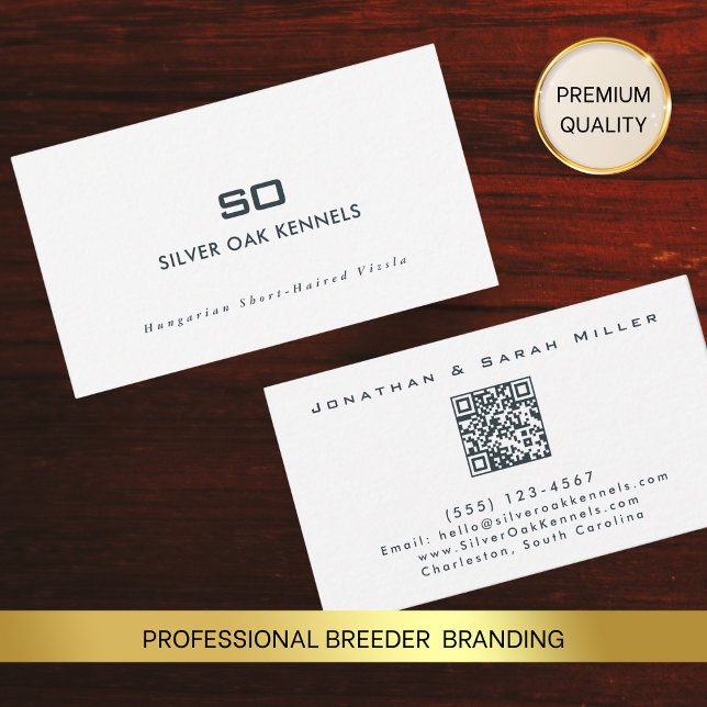 Dog Breeder QR Code & Kennel Monogram Business Card (Creator Uploaded)
