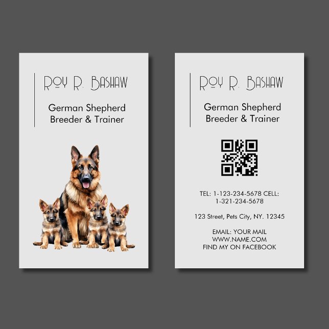 Dog Breeder Trainer German Shepherd Puppy QR Code  Business Card (Creator Uploaded)
