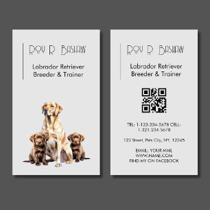 Dog Breeder Trainer Labrador Retriever QR Code Business Card
