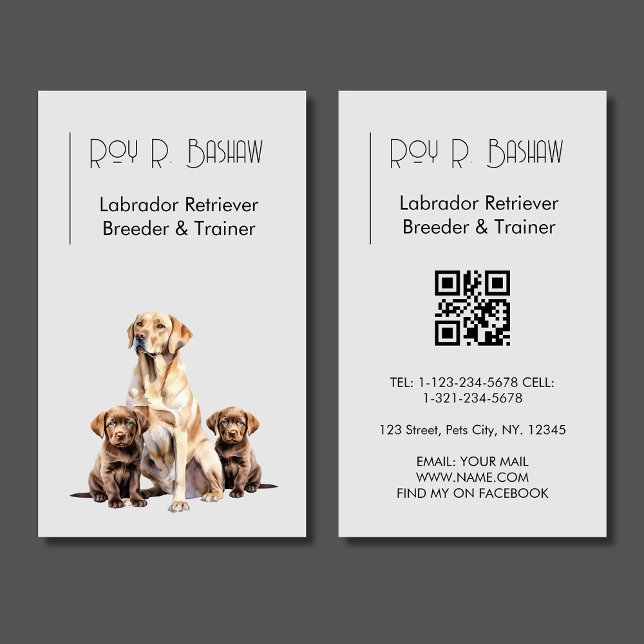Dog Breeder Trainer Labrador Retriever QR Code  Business Card (Creator Uploaded)
