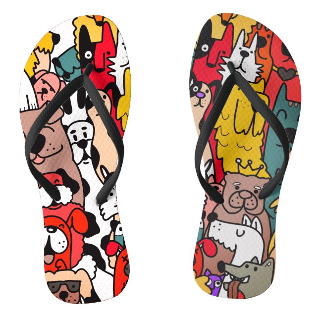 Dog Breeds Bright Colour Pattern     Thongs (Footbed)
