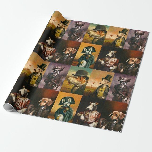 Dog Breeds Character Wrapping Paper (Unrolled)