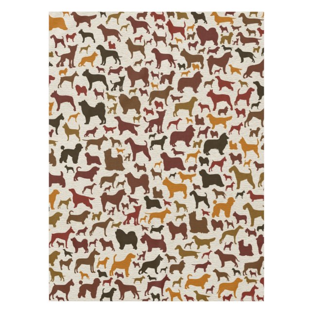 Dog breeds Silhouettes Pattern Tablecloth (Front)