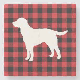 Dog Buffalo Check Mountain Stone Coaster