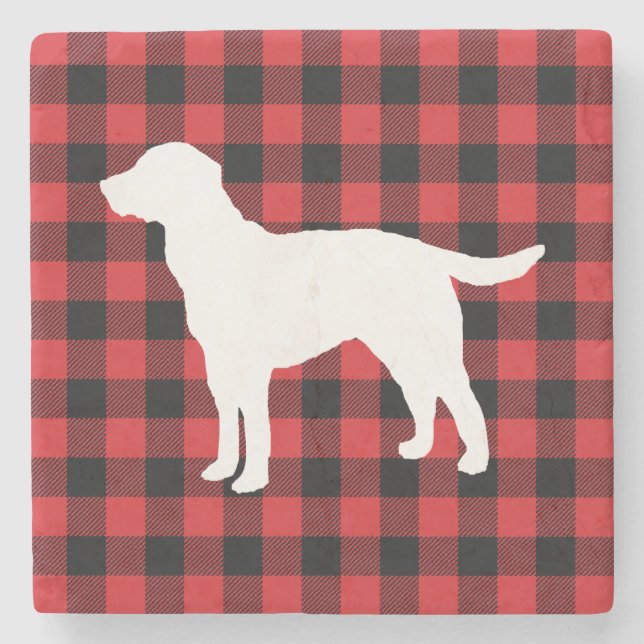 Dog Buffalo Check Mountain  Stone Coaster (Front)