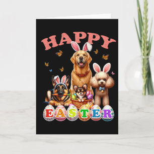 Dog Bunny Ears Happy Easter Egg Hunt Christian Hol Card