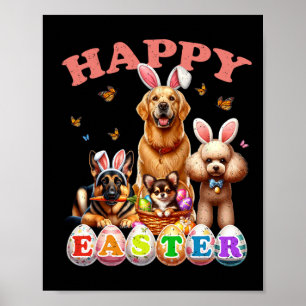 Dog Bunny Ears Happy Easter Egg Hunt Christian Hol Poster