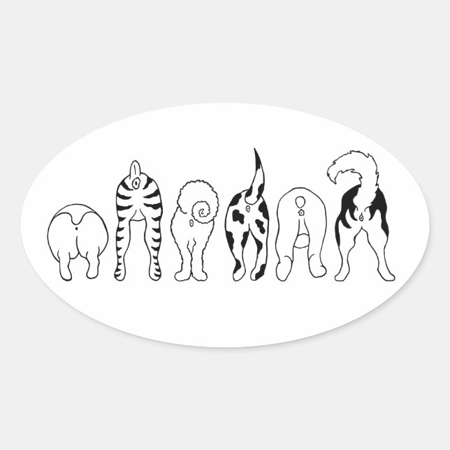Dog Butts Oval Sticker (Front)
