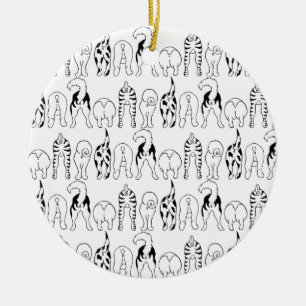 Dog Butts Pattern Ceramic Ornament