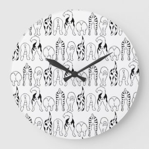 Dog Butts Pattern Large Clock