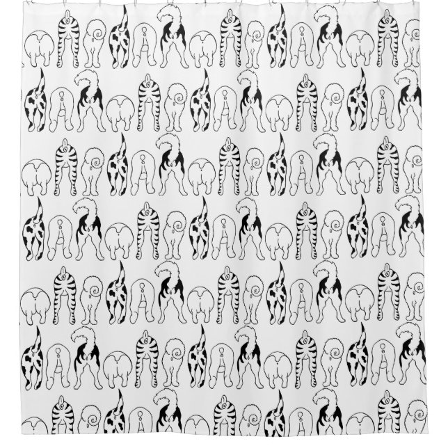 Dog Butts Pattern Shower Curtain (Front)