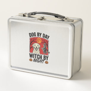 Dog By Day Witch By Night Vintage Halloween Dog De Metal Lunch Box