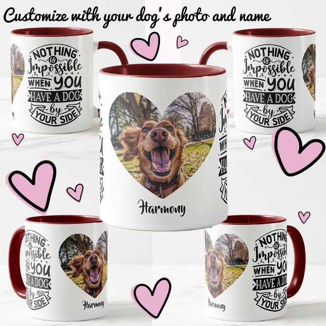 Dog by your Side custom personalised name photo Mug (custom photo mug dog name)