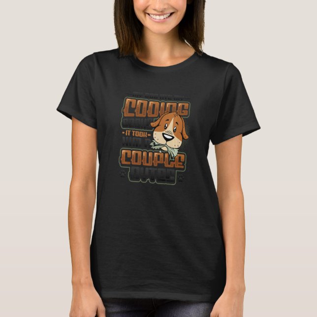 Dog Bytes Code Computer Joke Programming   T-Shirt (Front)
