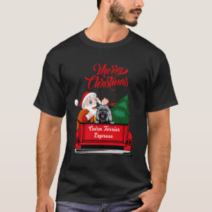Dog Cairn Terrier With Santa Claus In Red Pickup F T-Shirt