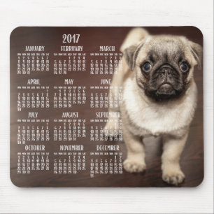 Dog Calendar 2017 Mouse Pad Cute Puppy