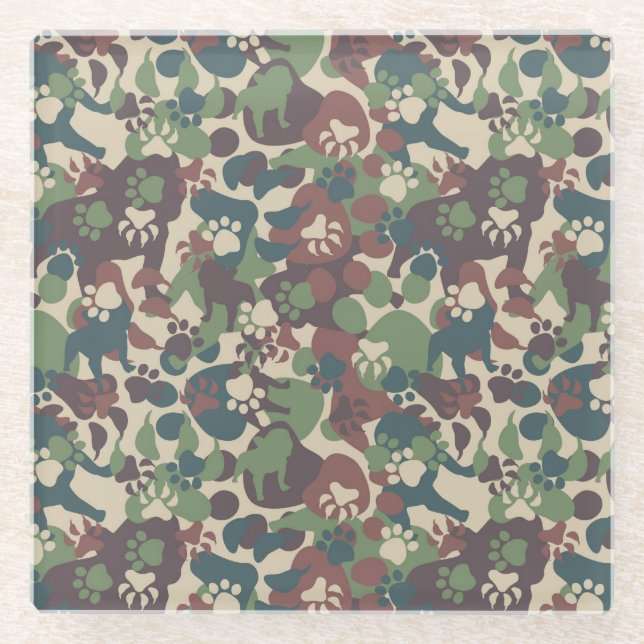 Dog Camouflage Pattern Glass Coaster (Front)