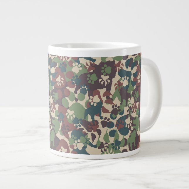 Dog Camouflage Pattern Large Coffee Mug (Front Right)