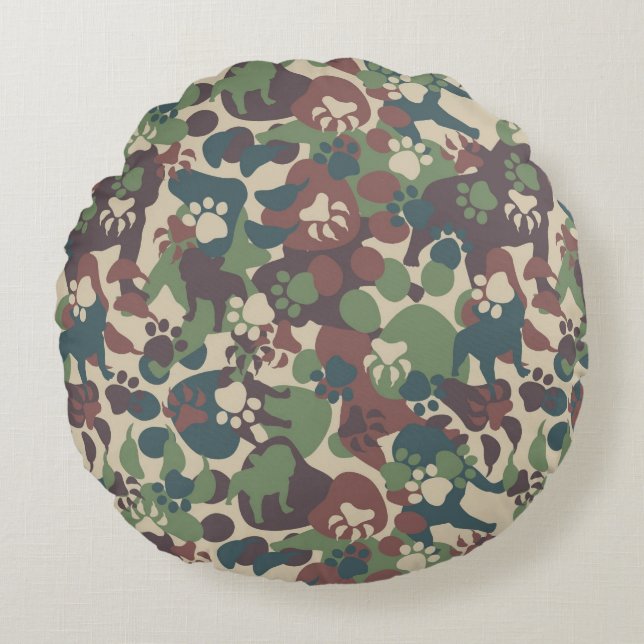 Dog Camouflage Pattern Round Cushion (Front)