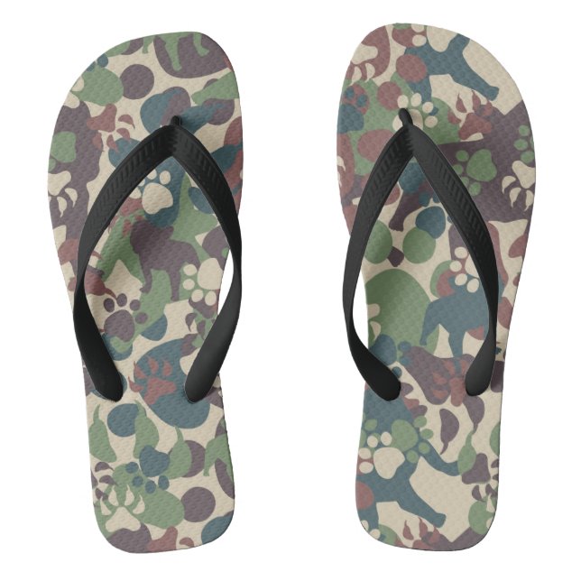 Dog Camouflage Pattern Thongs (Footbed)