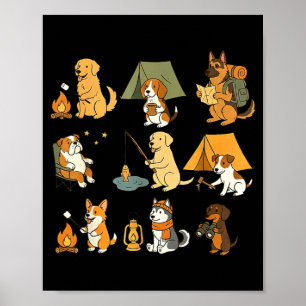 Dog Camping Camper Funny Adventure Outdoor Hiking Poster