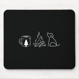 Dog Camping Coffee Campfire Puppy Adventure Forest Mouse Pad