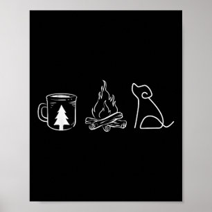 Dog Camping Coffee Campfire Puppy Adventure Forest Poster