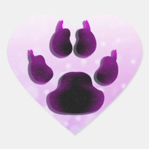 Dog Canine Paw Print  Purple Stickers