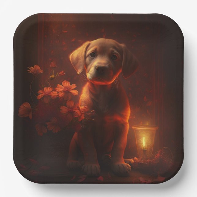 Dog cardboard plates Flower (Front)