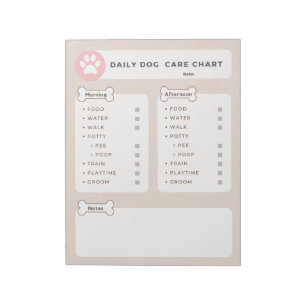 Dog Care Chart, Dog Chore List, Pet Care Chart Notepad
