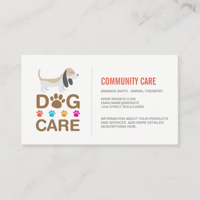 Dog Care | Pet Sitting Training Services Business Card (Front)