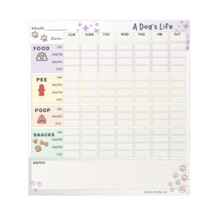 Dog Care Tracker Notepad: Food, bathroom, & more! Notepad